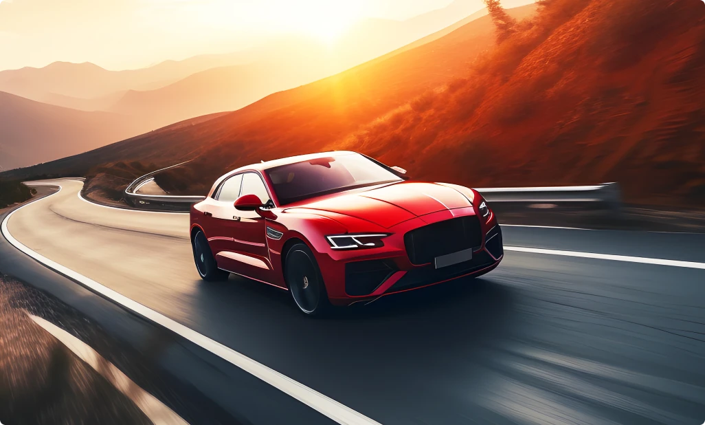 मित्र पीली कैब्रियोलेट से यात्रा कर रहे हैं